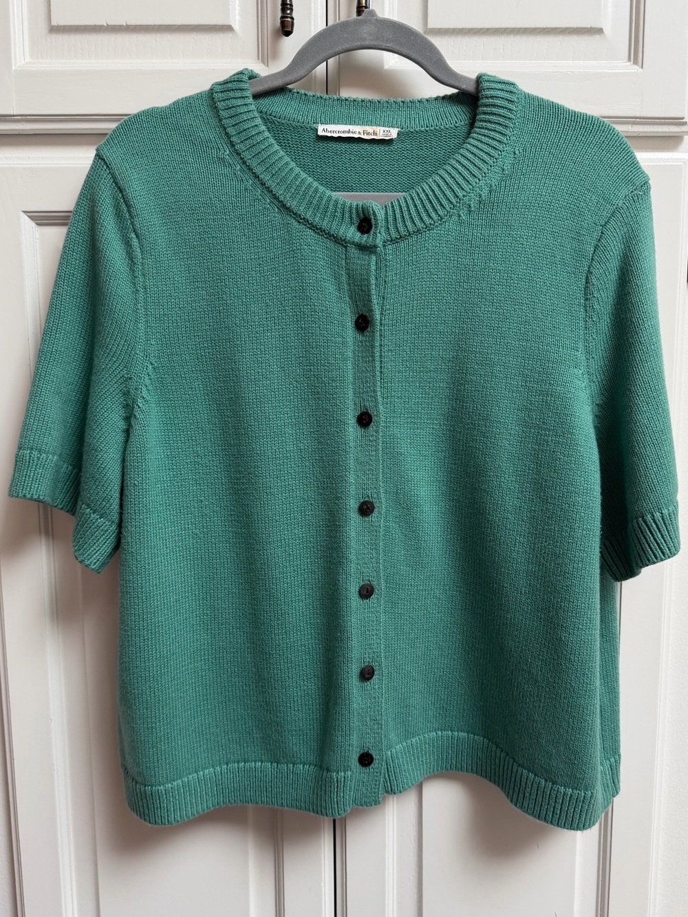 Abercrombie & Fitch Short Sleeve Button Front Cardigan Green Size XXL - Picture 2 of 10